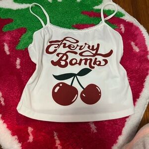 Cherry Bomb White Tank Top